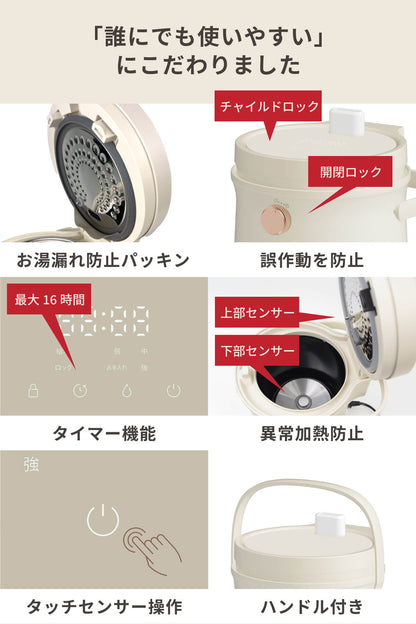 スチーム式 加湿器 3L クリーンポット